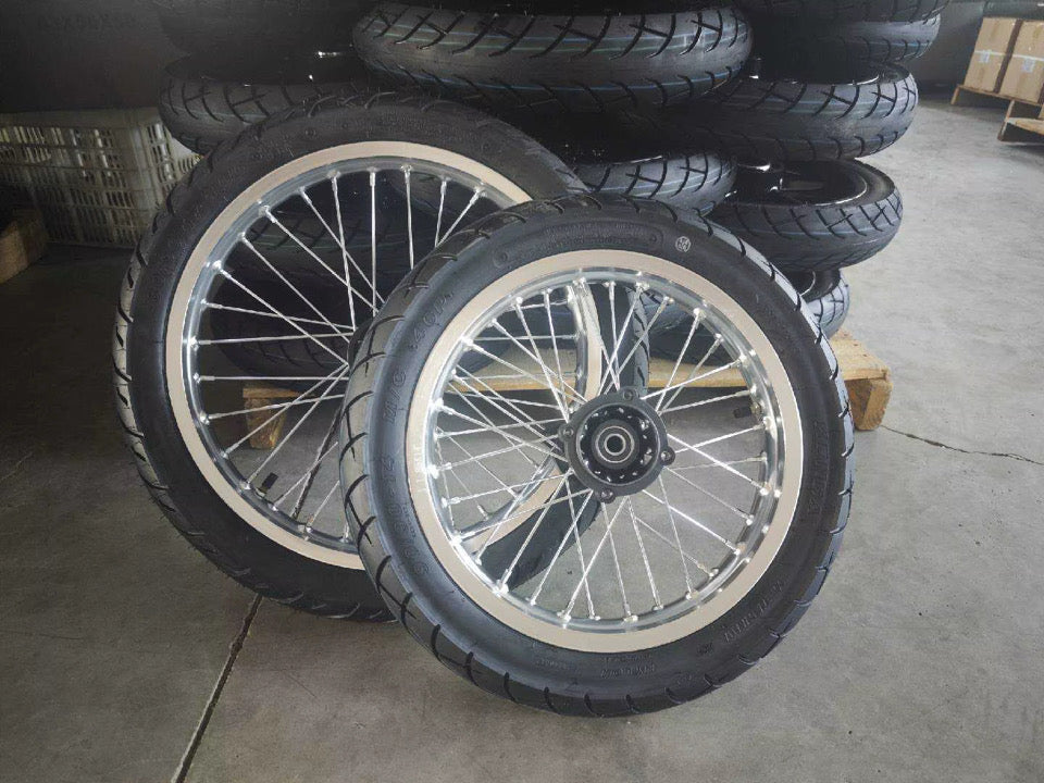 Yozma/Strike/Heybike 17/14 supermoto wheelset black/chrome