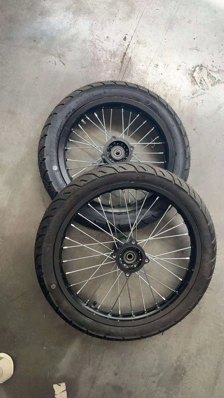 Yozma/Strike/Heybike 17/14 supermoto wheelset black/chrome