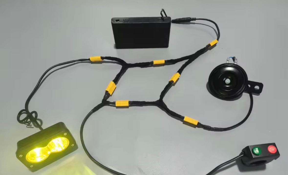 Battery powered baja light with horn