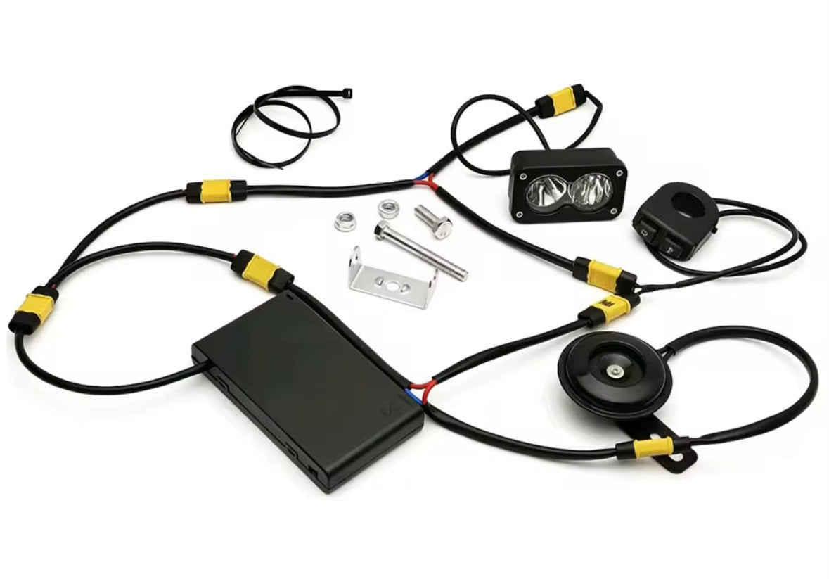 Battery powered baja light with horn