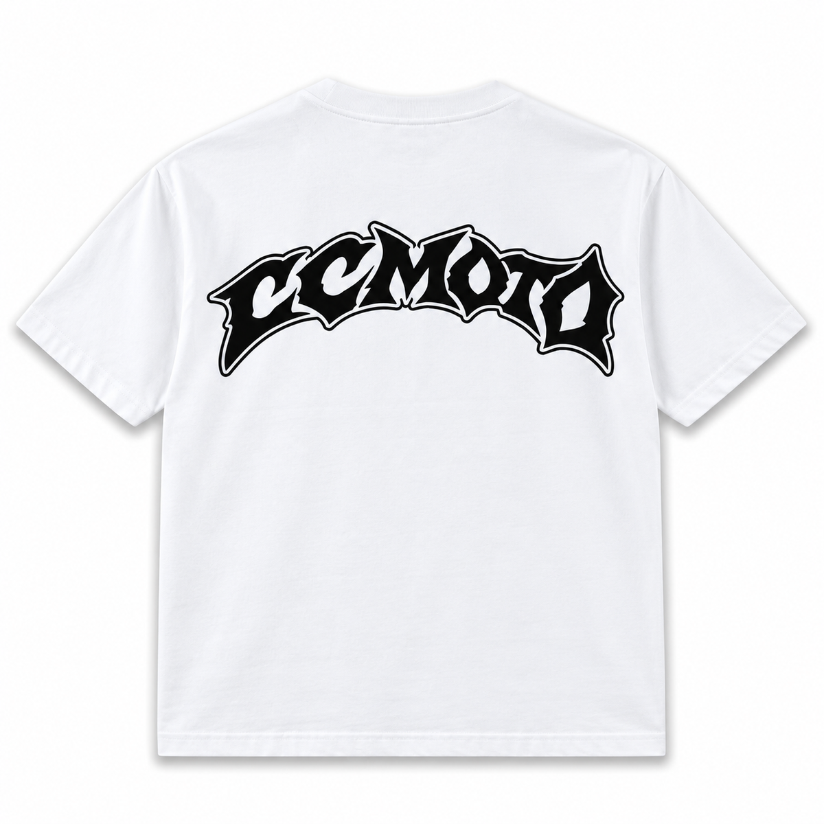 White grafiti style ccmoto t shirt