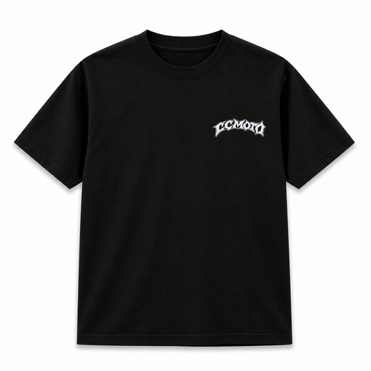 Black grafiti style ccmoto t shirt